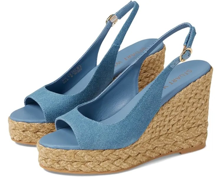 Туфли Stuart Weitzman Island Peep-Toe Espadrille Wedge, цвет Washed/Natural