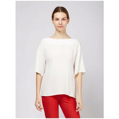 Блуза  CRISTINAEFFE, повседневный стиль, прямой силуэт, короткий рукав, размер 42, белый