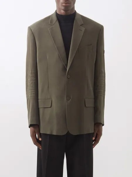 Однобортный пиджак из технического смесового материала Balenciaga, зеленый