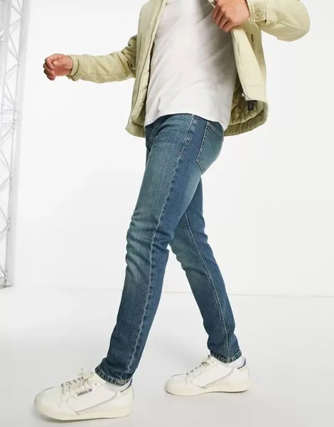 Голубые эластичные джинсы скинни Topman