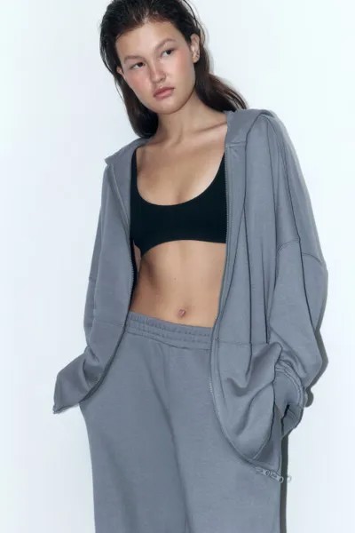 Худи-зипка oversize из футера с капюшоном