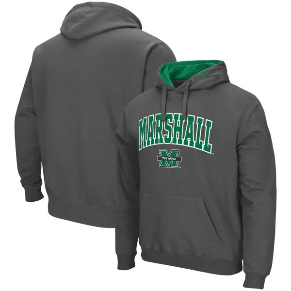 Мужской темно-серый пуловер с капюшоном Marshall Thundering Herd Arch и логотипом Colosseum