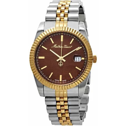 Наручные часы Mathey-Tissot Mathy Швейцарские наручные часы Mathey-Tissot H810BM, золотой, коричневый
