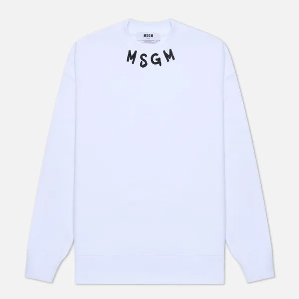 Мужская толстовка MSGM Script Logo Neck белый, Размер XL