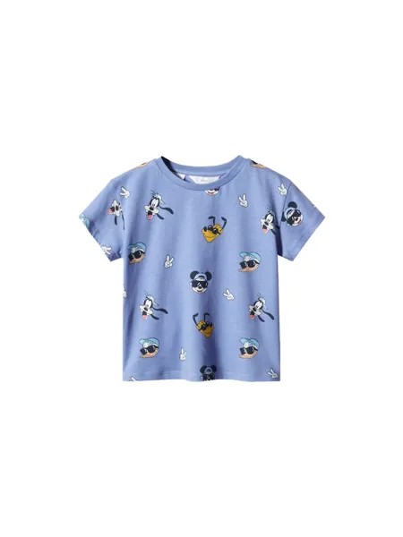 Футболка MANGO KIDS, синий/темно-синий