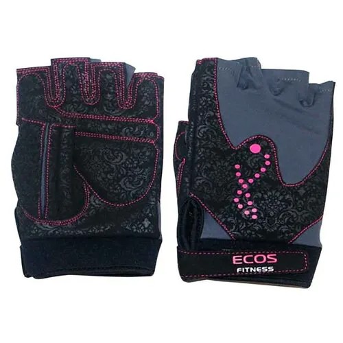 Перчатки для фитнеса, женские, цвет -черные с принтом, размер: L, модель: SB-16-1744