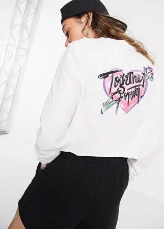 Белый укороченный лонгслив с принтом на спине Vans Occasion
