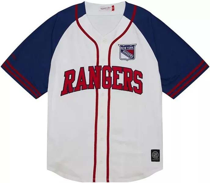 Белая бейсбольная майка Mitchell & Ness New York Rangers