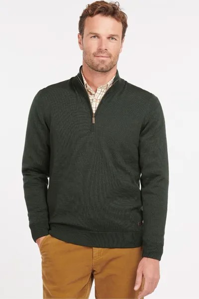 Шерстяной свитер Gamlin на короткой молнии Barbour, зеленый