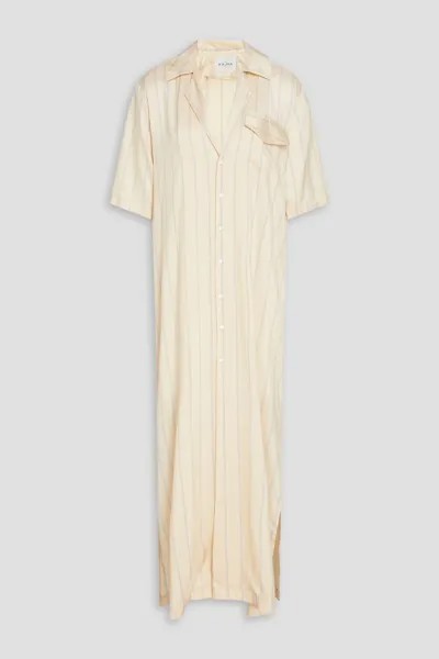 Шелковое платье-рубашка макси в полоску Nadine Kymba Le Kasha, крем