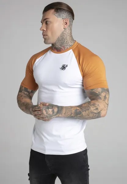 Футболка с принтом Raglan SIKSILK, цвет white yellow