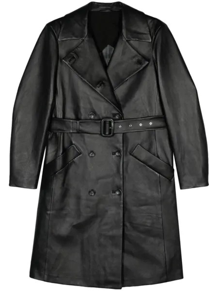 Sportmax кожаный тренч с поясом, черный