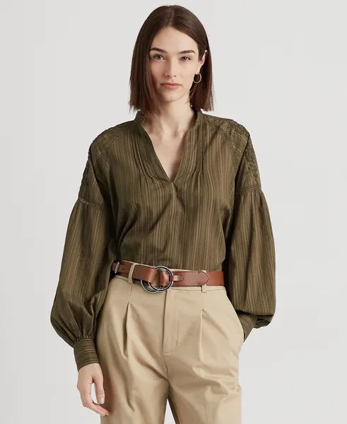 Женская хлопковая блузка в теневую полоску Lauren Ralph Lauren