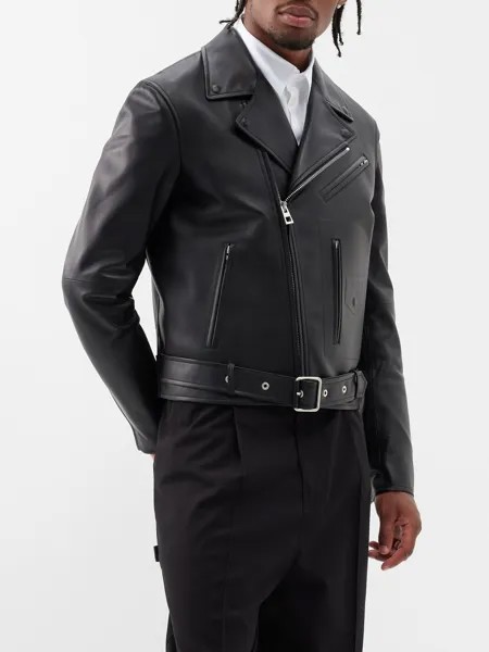 Кожаная байкерская куртка с нашивкой-логотипом LOEWE, черный