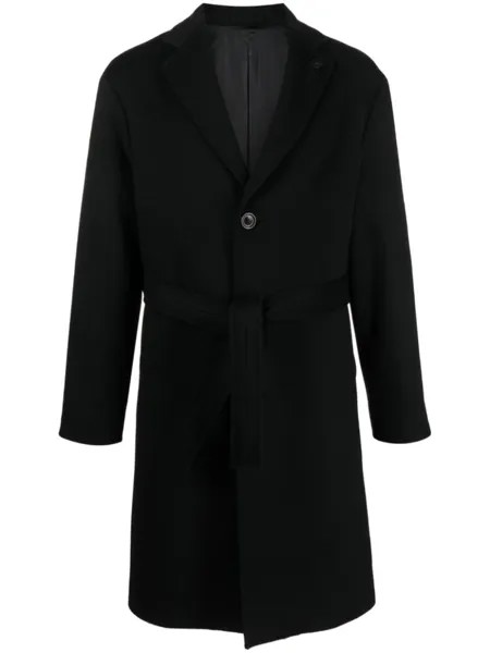 Lardini однобортное пальто с поясом, черный