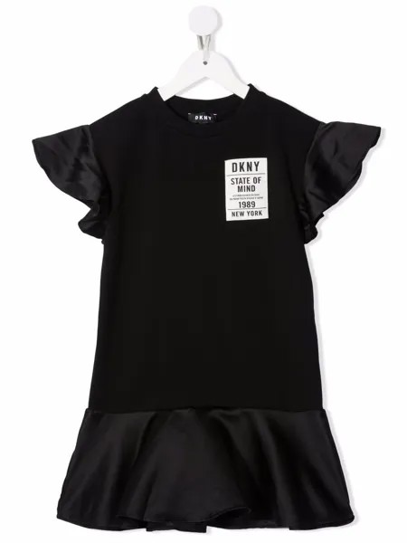 Dkny Kids платье с рукавами кап и нашивкой-логотипом