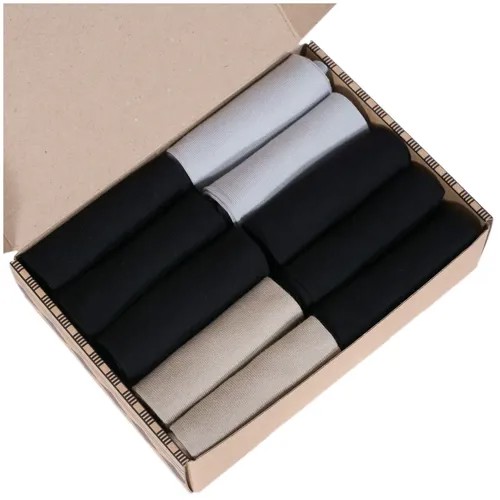 Носки Grinston, 10 пар, размер 25, черный, бежевый, серый