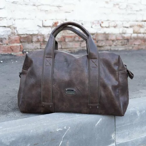 Сумка DAVID JONES Дорожная сумка-саквояж, ручная кладь David Jones Duffle bag, экокожа, коричневая 25Л, 48х29, коричневый