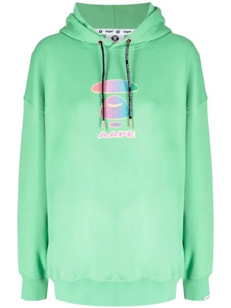 A Bathing Ape худи с кулиской и логотипом, зеленый