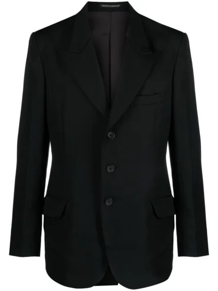 Yohji Yamamoto шерстяной пиджак с заостренными лацканами, черный