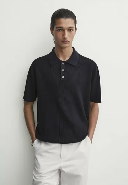 Рубашка-поло Massimo Dutti, пестрый темно-синий