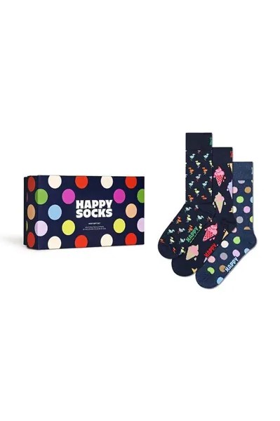 Подарочная коробка Темно-синие носки, 3 шт. Happy Socks, темно-синий