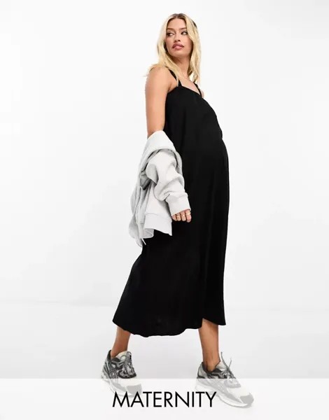 Черное приталенное платье макси Cotton On Maternity Cotton:On