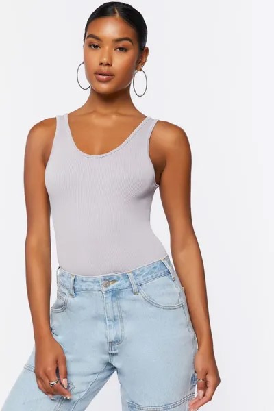 Бесшовное боди-майка Forever 21, серебряный