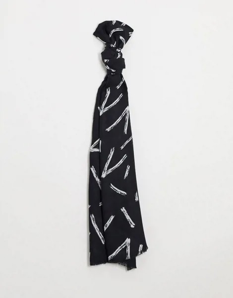 Легкий шарф с необработанными краями и абстрактным принтом ASOS DESIGN-Мульти