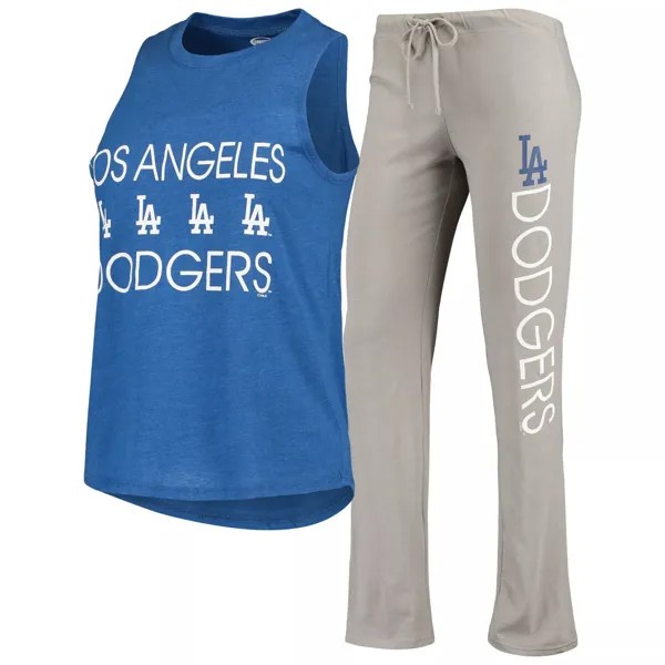 Женский комплект Concepts Sport Grey/Royal Los Angeles Dodgers Meter Muscle Майка и брюки для сна