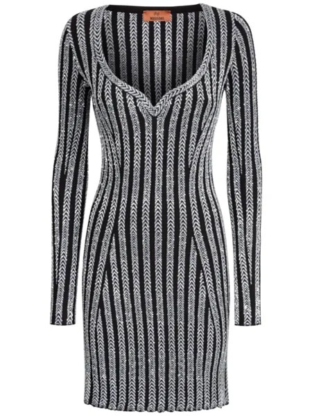 Missoni мини-платье с V-образным вырезом, расшитое пайетками, черный