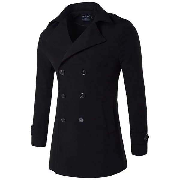 Мужское шерстяное пальто, темно-синее повседневное утепленное двубортное пальто, ветровка, размеры до 4XL, Осень-зима 2021