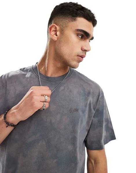 Pull&Bear – Футболка антрацитового цвета с кислотной стиркой