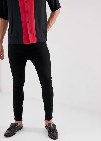 Черные джинсы скинни заниженного кроя с рваной отделкой сзади Religion-Черный