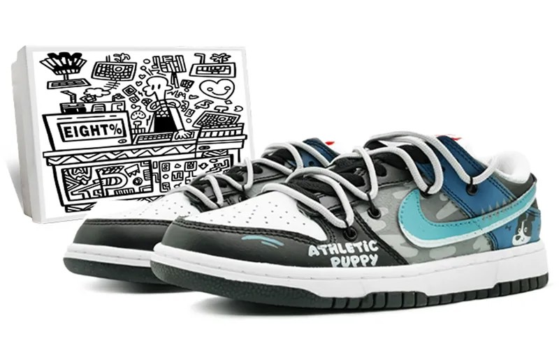 Кроссовки Nike Dunk Skateboarding Shoes Women's Low-top Eveblue/Techgreen/Iolite, синий