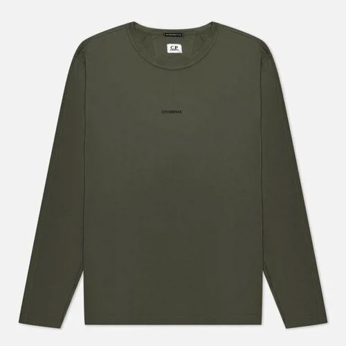 Мужской лонгслив C.P. Company 70/2 Mercerized Jersey Twisted Logo зелёный, Размер S