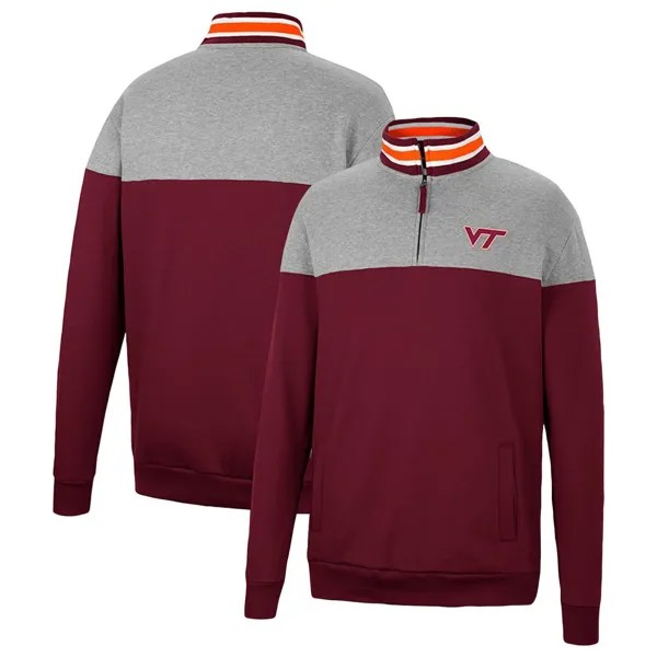 Мужские кеды из меланжевого серого/бордового цвета Virginia Tech Hokies Be the Ball с молнией на четверть Colosseum