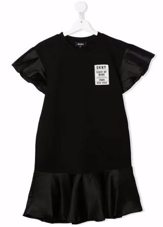 Dkny Kids платье с рукавами кап и нашивкой-логотипом