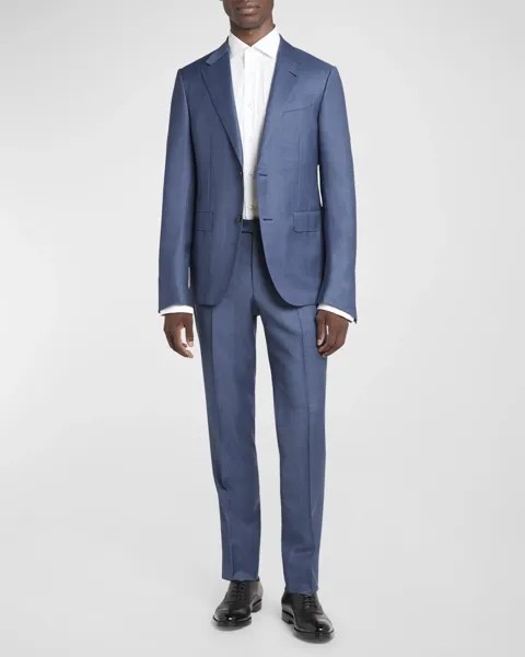 Мужской шерстяной костюм в клетку Trofeo ZEGNA, цвет Blue Navy Check