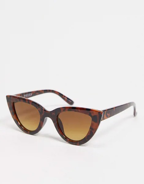 Широкие солнцезащитные очки «кошачий глаз» с черепаховым дизайном Pieces-Многоцветный