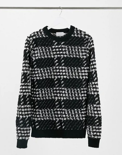 Черный джемпер в однотонную клетку Topman