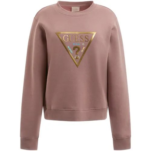 Свитшот GUESS, силуэт прямой, средней длины, без капюшона, без карманов, размер S, розовый
