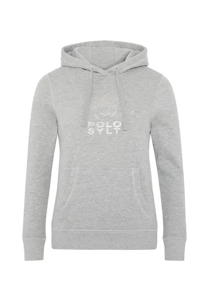 Толстовка с капюшоном спортивного дизайна с блестками POLO SYLT, цвет Neutral Gray Melange