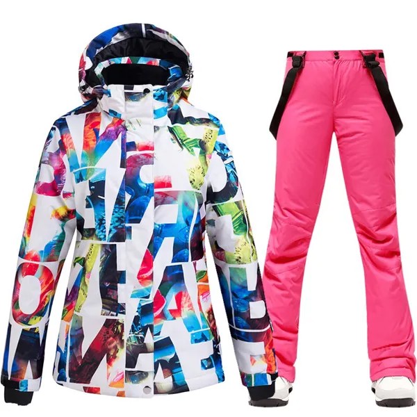 Женский теплый костюм-30 градусов, зимняя куртка и брюки, ветрозащитное водонепроницаемое уличное пальто для сноуборда и лыж, брюки