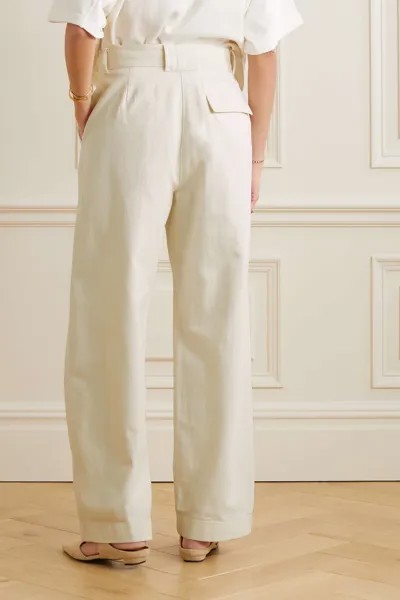 NINETY PERCENT Широкие брюки Apollo из органического хлопка и льна со складками, белый