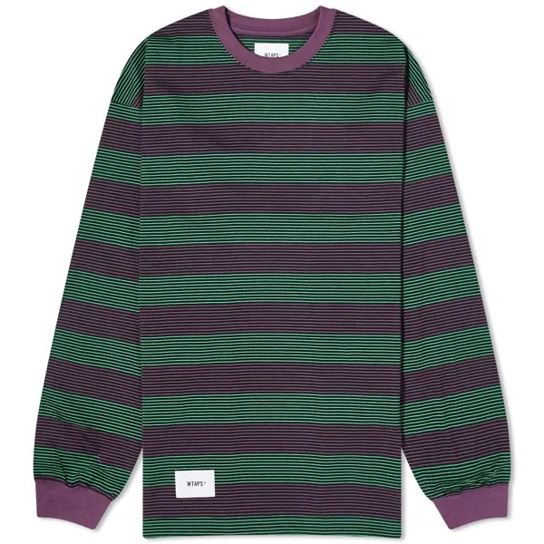 Футболка Wtaps Long Sleeve 15 Stripe, зеленый