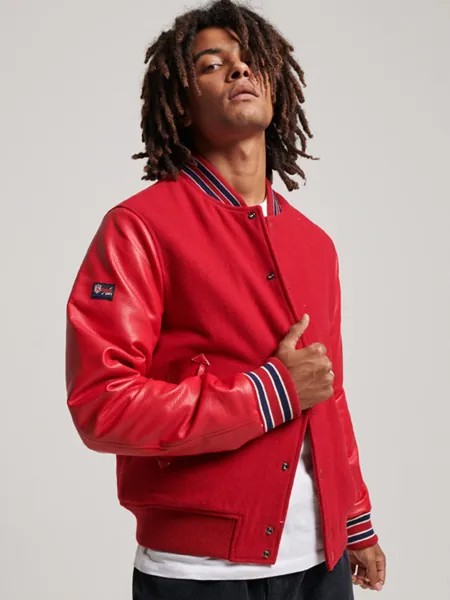 Университетская куртка-бомбер Superdry Vintage College, красная