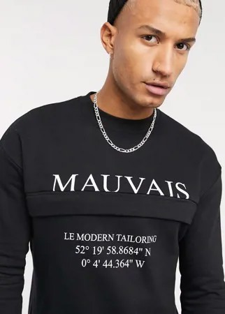 Черный свитшот с логотипом и карманом Mauvais
