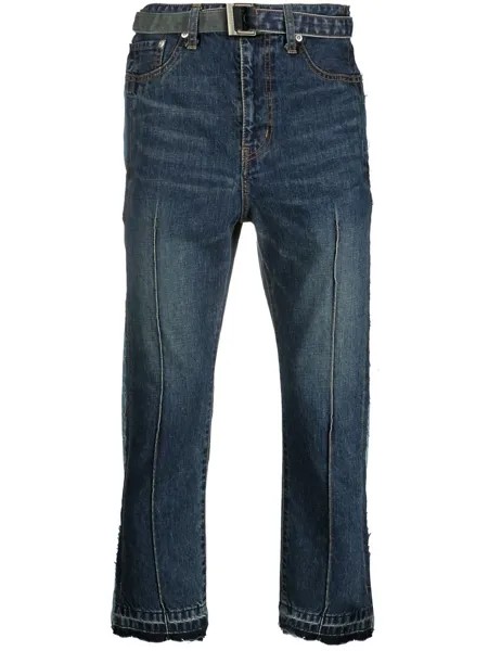 Sacai укороченные джинсы с полосками