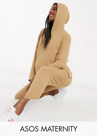 Бежевый спортивный костюм с oversized-худи и джоггерами ASOS DESIGN Maternity-Neutral